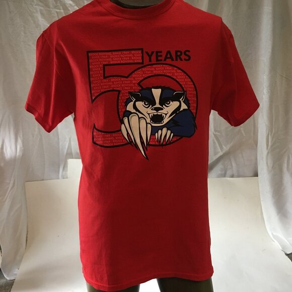 Brock University Badgers Men's Graphic T Shirt Sz Med Red 50 Years Crew Neck Tee - Picture 1 of 8